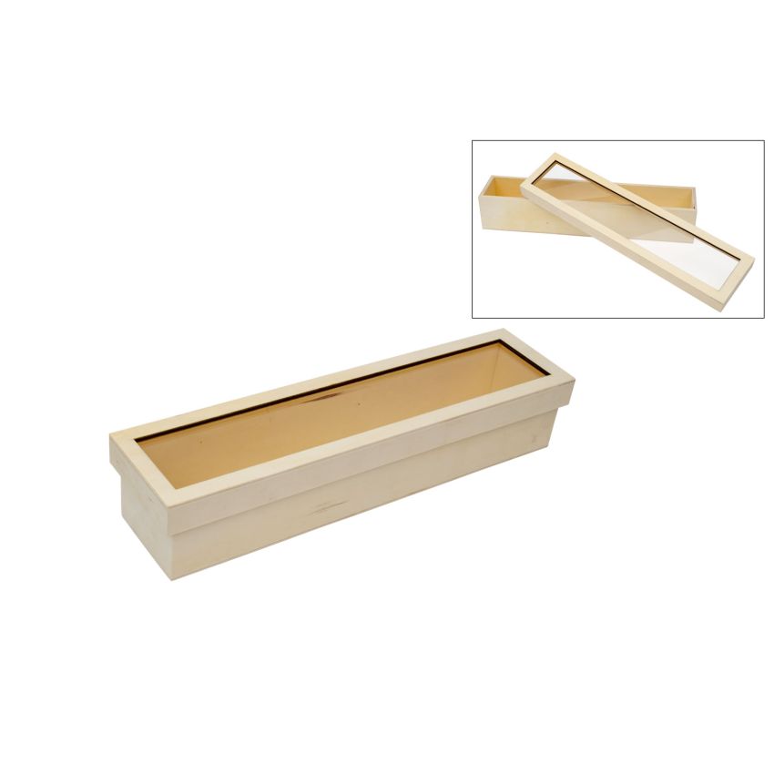  CAIXA PARA VELA COM TAMPA ACRÍLICA 35.5X8.5X6.5CM