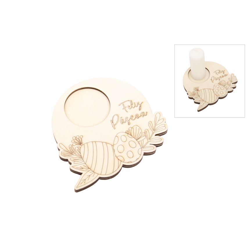 BASE P/ T-LIGHT FELIZ PÁSCOA 15.5X0.4CM CHOUPO