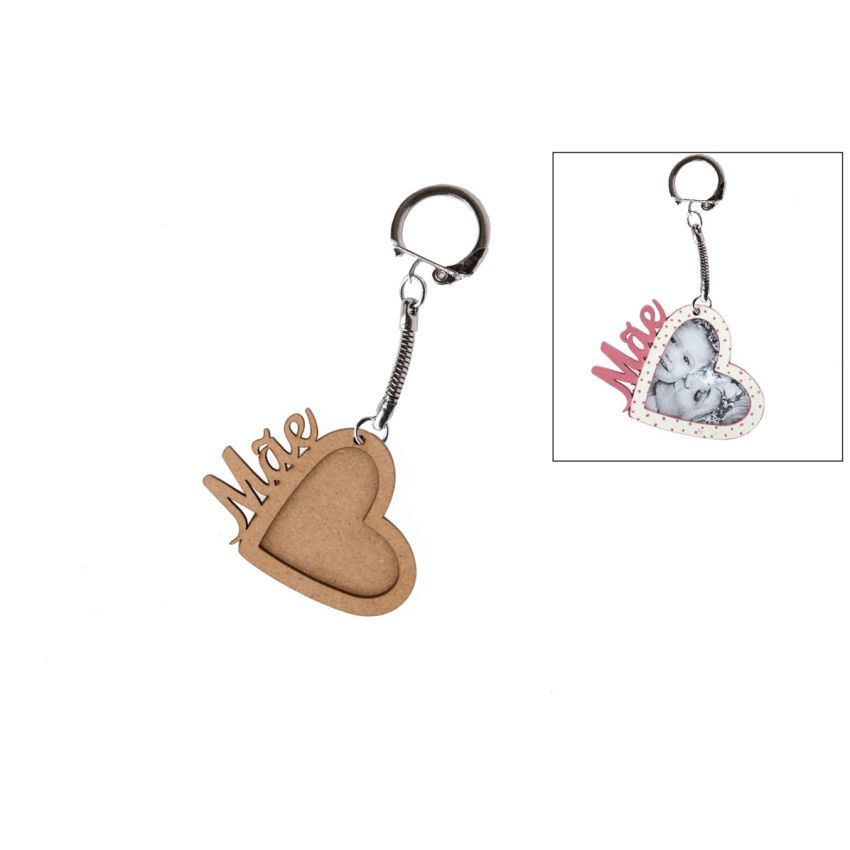 SET 12 PORTA CHAVES MAE C/CORAÇAO 6.8X5X0.3CM MDF