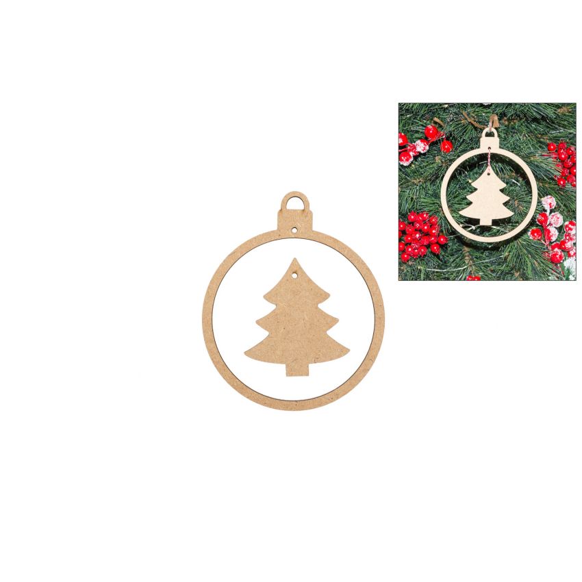 SET 6 BOLAS NATAL COM ÁRVORE 0X12X0.3CM MDF