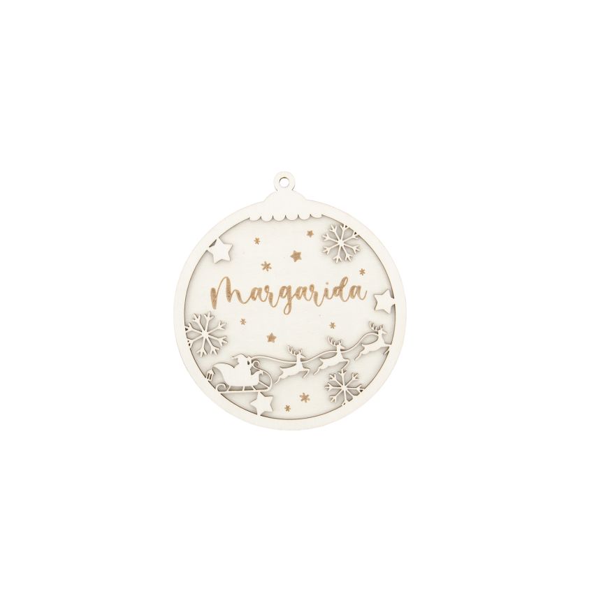 BOLA DE NATAL C/ NOME PERSONALIZAVEL D.10X0.3CM CHOUPO