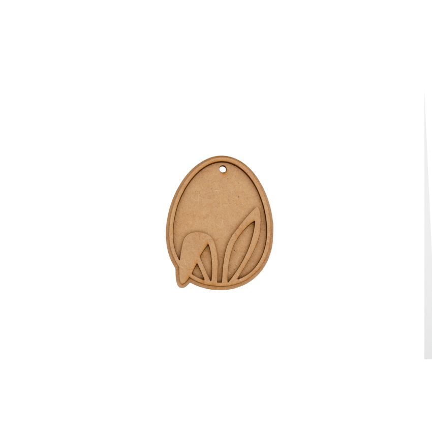 SET 6 PENDUROS OVO COM COELHO 6.3X8X0.3CM MDF
