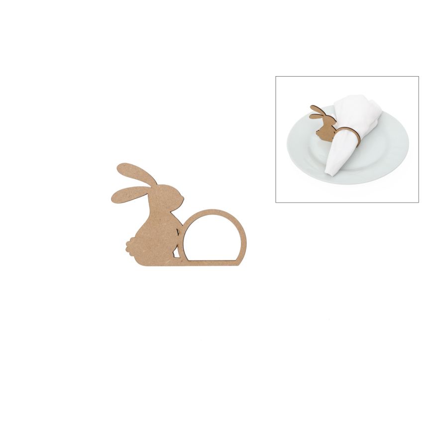 SET 6 ARGOLAS GUARDANAPO COELHO 11.8X9X0.3CM MDF