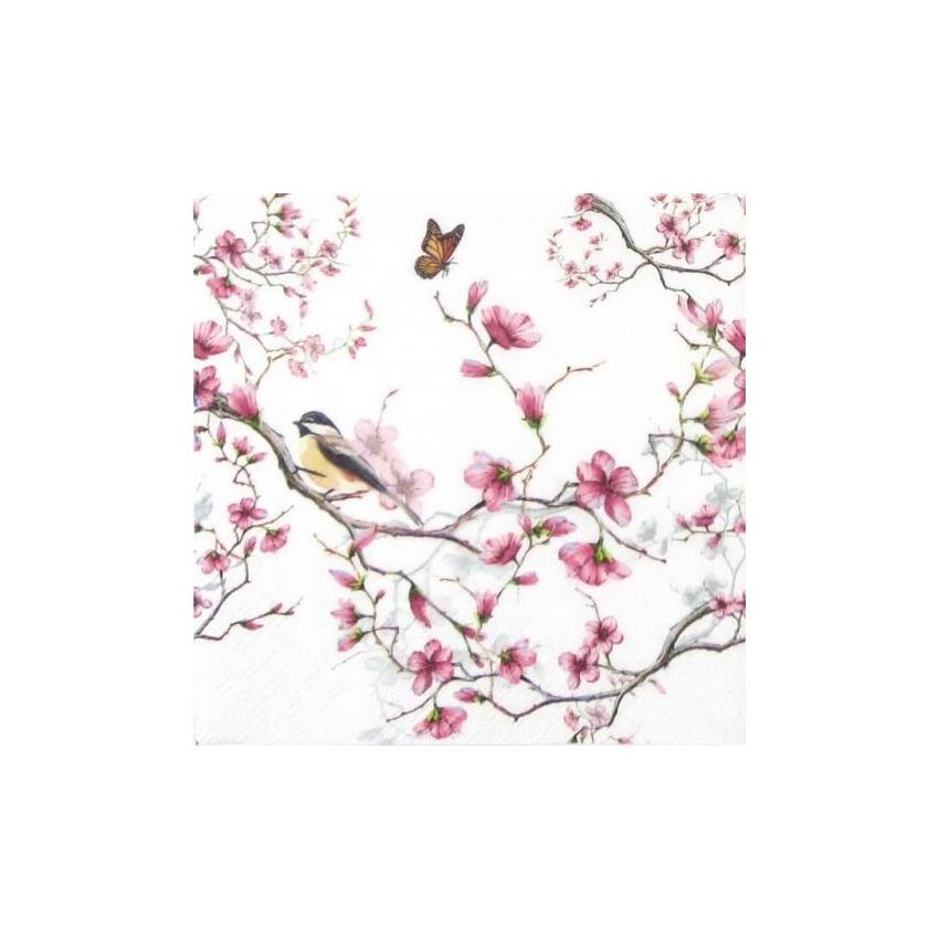 Guardanapo Bird&Blossom white 30x30cm
