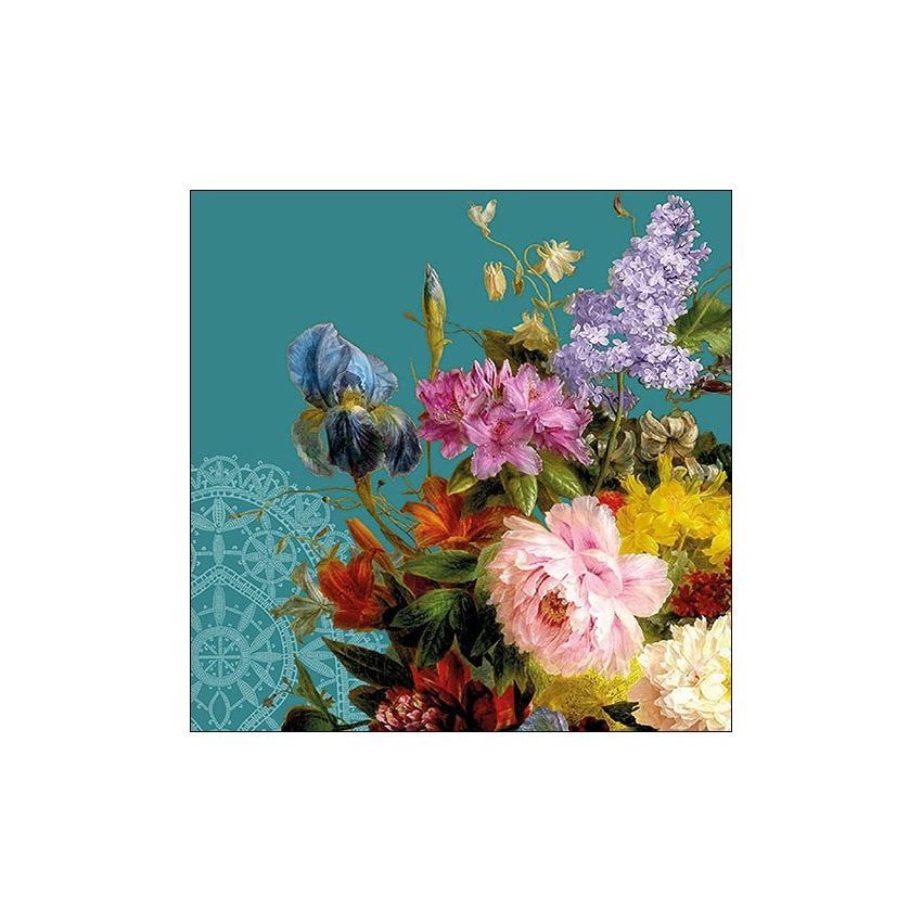 Guardanapo Still Life Bouquet Petrol 30x30cm