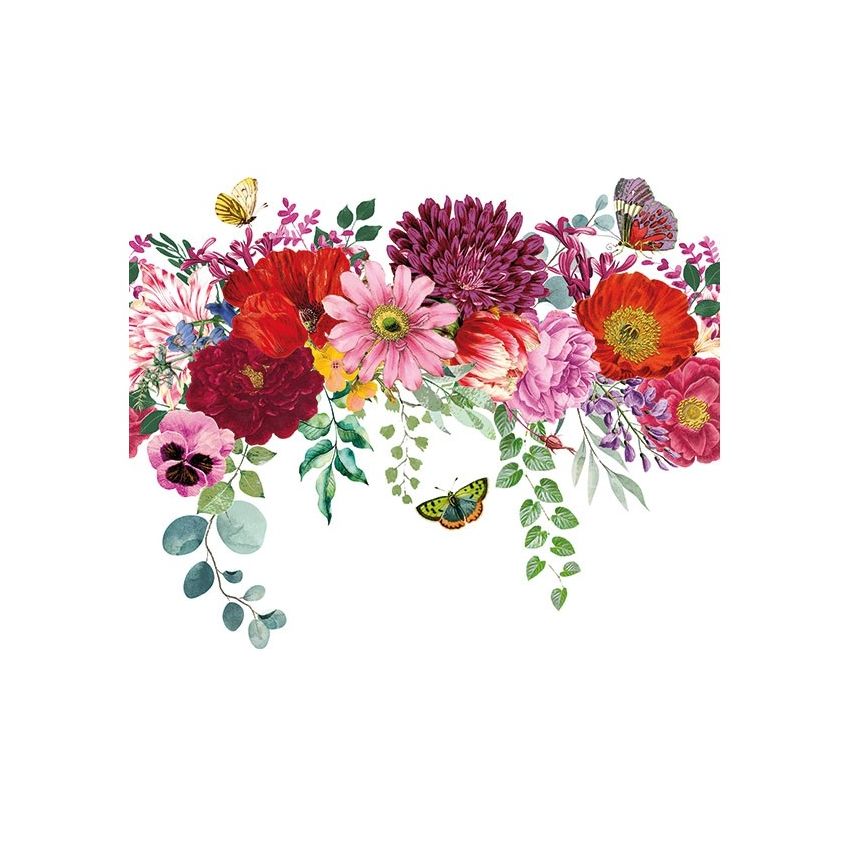 Guardanapo flower border white 30x30cm