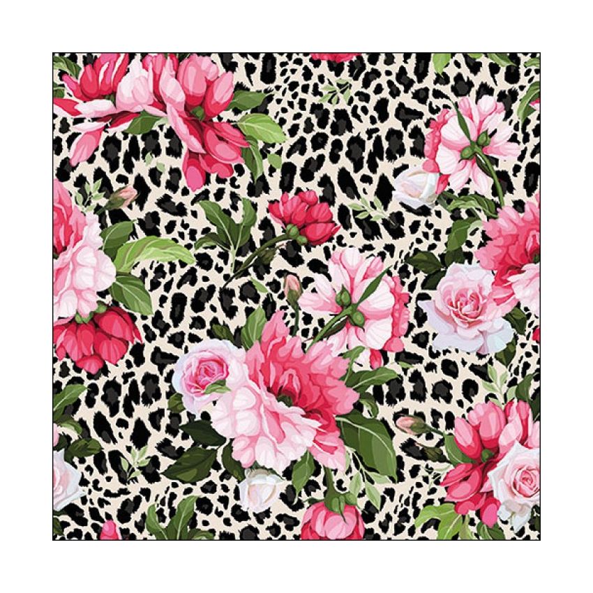 Guardanapo ROSES ON LEOPARD PRINT 30x30cm