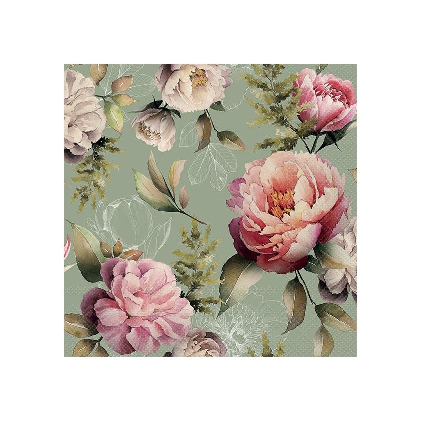 Guardanapo PEONIES COMPOSITION GREEN 30x30cm