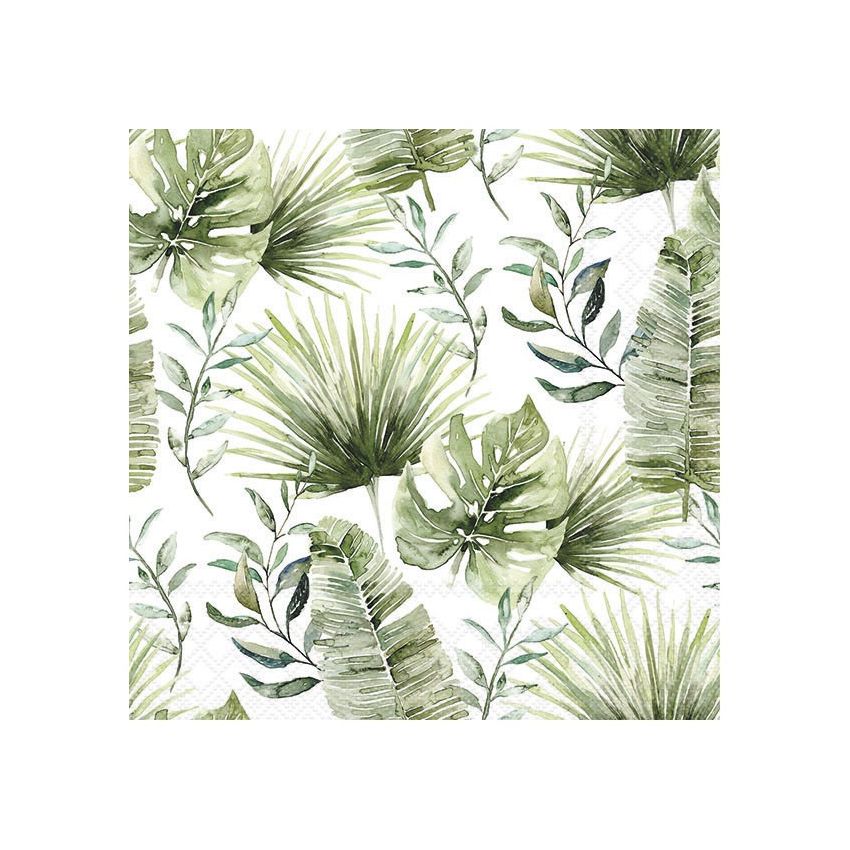 Guardanapo JUNGLE LEAVES WHITE 30x30cm