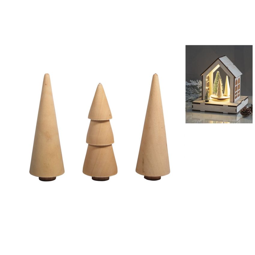 SET 3 PINHEIROS 7.8-8.5CM X D. 2.9CM RAYHER