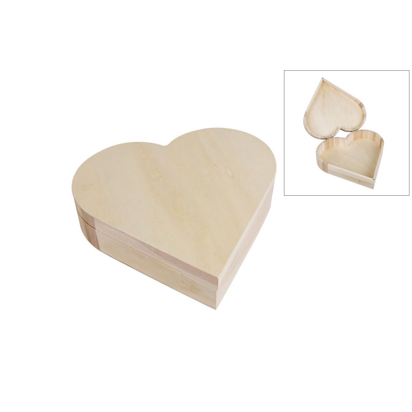 CAIXA CORAÇÃO MADEIRA 25.3X24X6CM NATURAL RAYHER