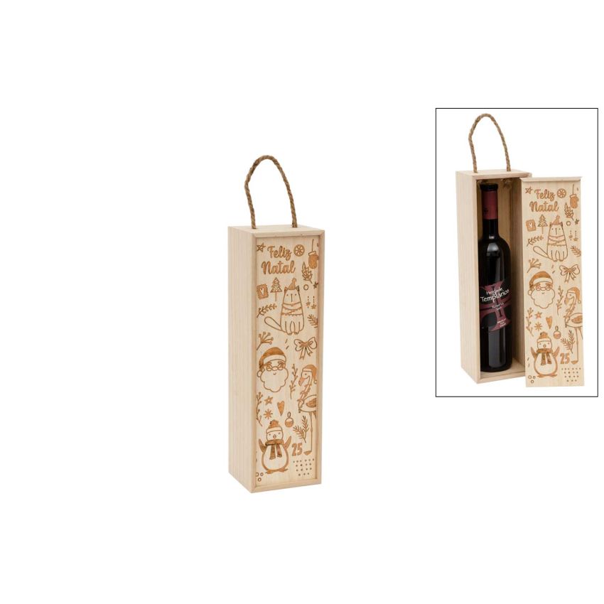 CAIXA P/GARRAFA FELIZ NATAL 37X11X10CM