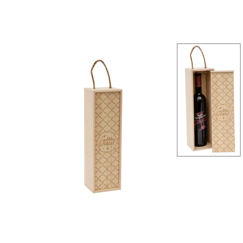 CAIXA P/GARRAFA FELIZ NATAL 37X11X10CM