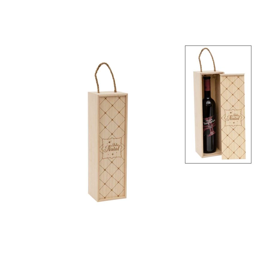 CAIXA P/GARRAFA FELIZ NATAL 37X11X10CM