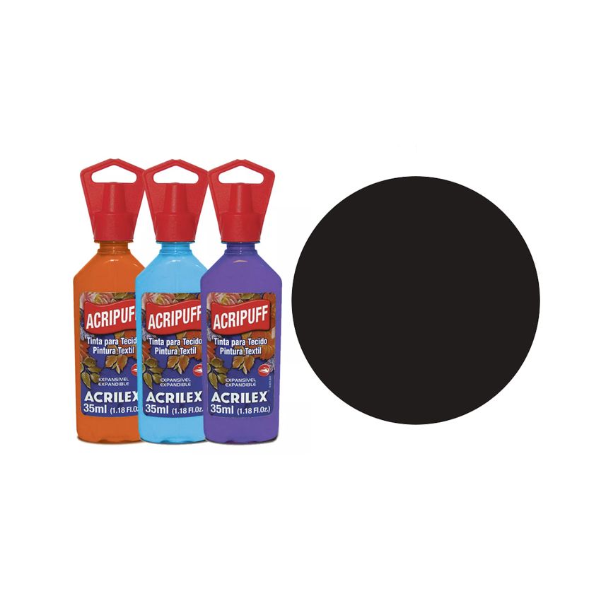 TINTA TECIDO 35ML ACRIPUFF PRETO 04812520 ACRILEX 