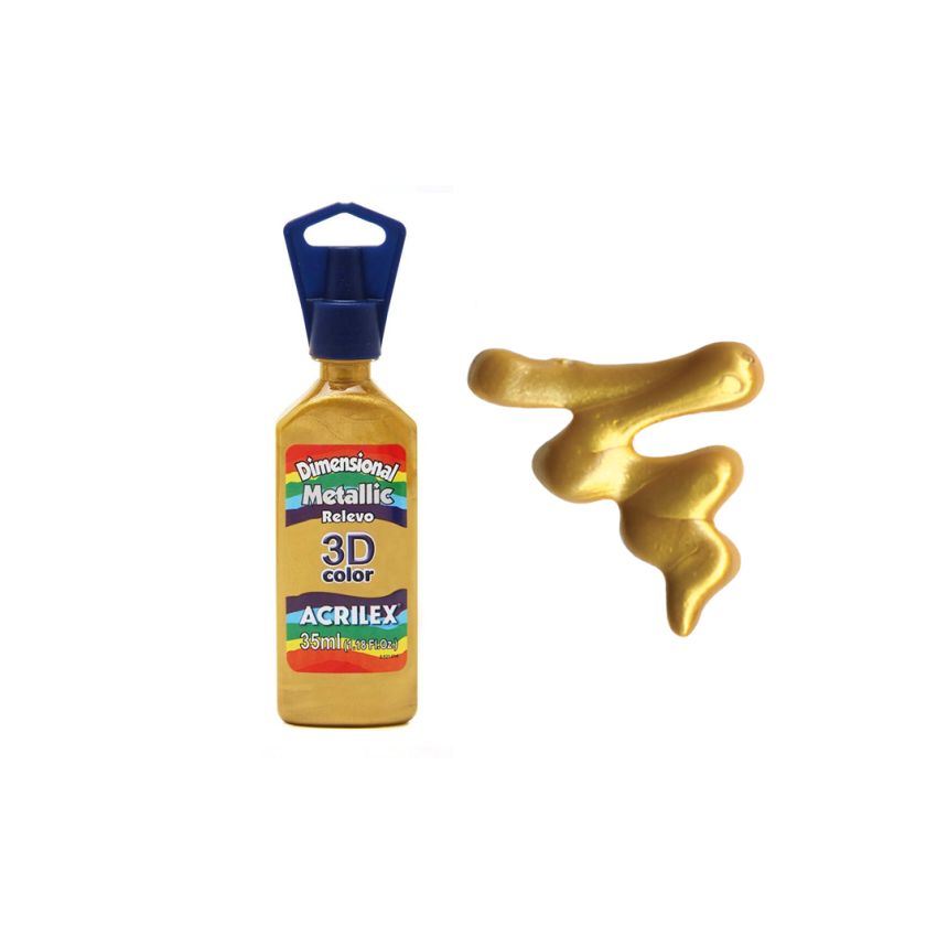 DIMENSIONAL RELEVO 3D METALLIC 35ML OURO 12312532 ACRILEX 