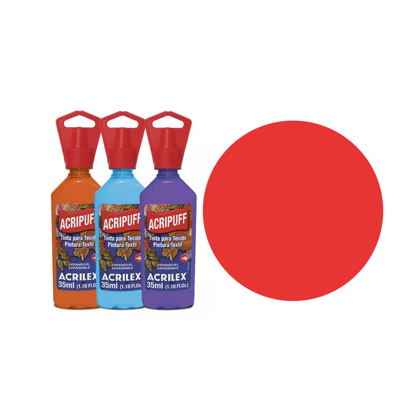 TINTA TECIDO 35ML ACRIPUFF VERMELHO VIVO 04812541 ACRILEX 