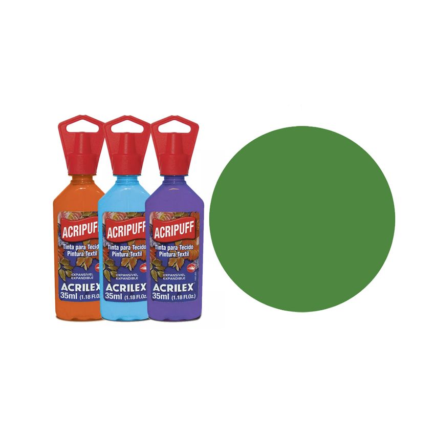 TINTA TECIDO 35ML ACRIPUFF VERDE ABAC. 04812572 ACRILEX 