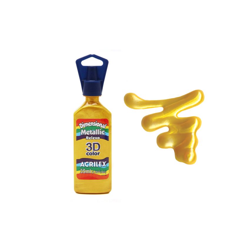 DIMENS RELEVO 3D METALLIC 35ML AMARELO 12312553 ACRILEX 