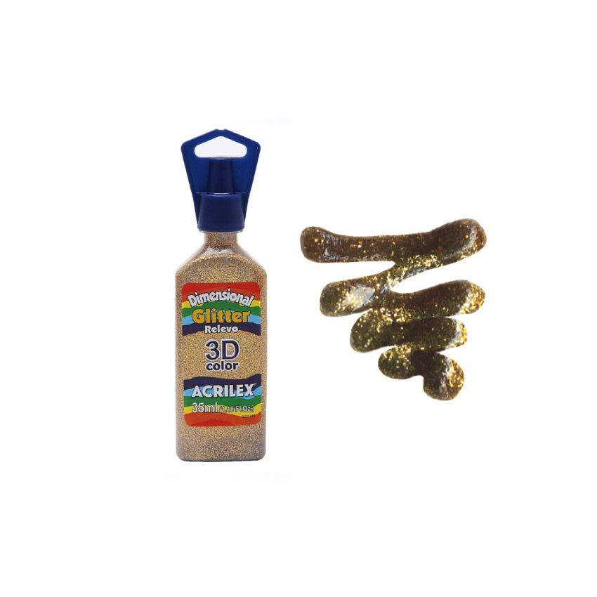 DIMENSIONAL RELEVO 3D GLITTER 35ML OURO 12212201 ACRILEX 