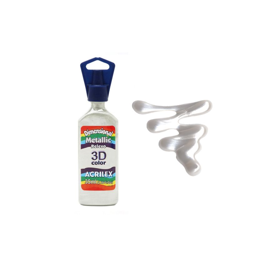 DIMENS. RELEVO 3D METALLIC 35ML BRANCO 12312562 ACRILEX 