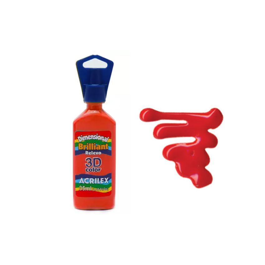 DIMENS. RELEVO 3D BRILH. 35ML VERMELHO F. 12112507 ACRILEX 