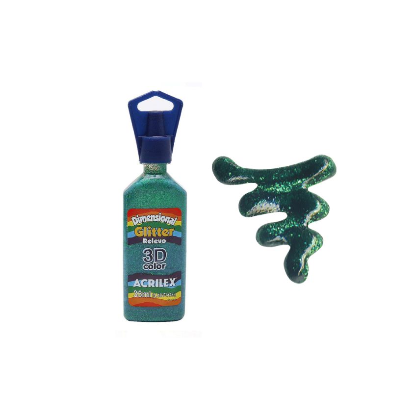 DIMENSIONAL RELEVO 3D GLITTER 35ML VERDE 12212206 ACRILEX 