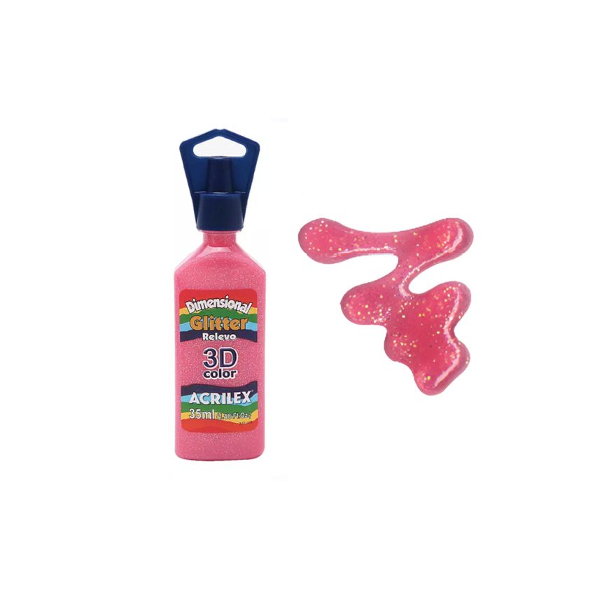 DIMENSIONAL RELEVO 3D GLITTER 35ML ROSA PR.12212910 ACRILEX 