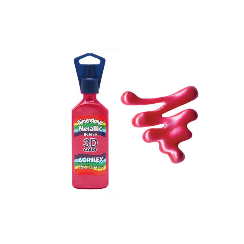 DIMENS. RELEVO 3D METALLIC 35ML VERMELHO 12312555 ACRILEX 
