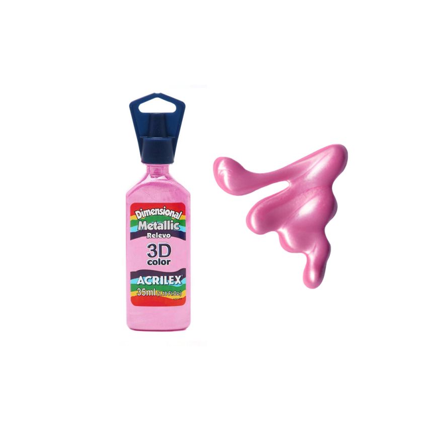 DIMENS. RELEVO 3D METALLIC 35ML ROSA 12312554 ACRILEX 
