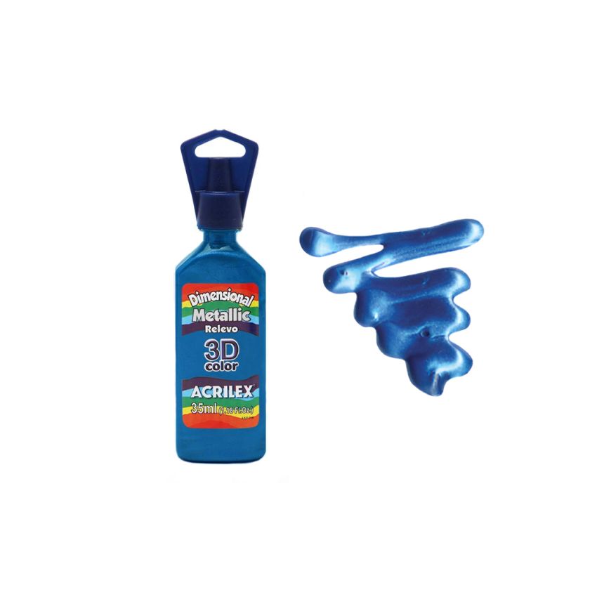DIMENS. RELEVO 3D METALLIC 35ML AZUL 12312559 ACRILEX 
