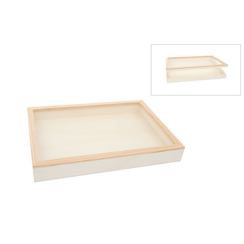 CAIXA C/TAMPA VIDRO 50X36X6CM