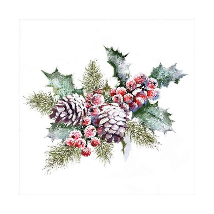 Guardanapo Holly and Berries 30x30cm