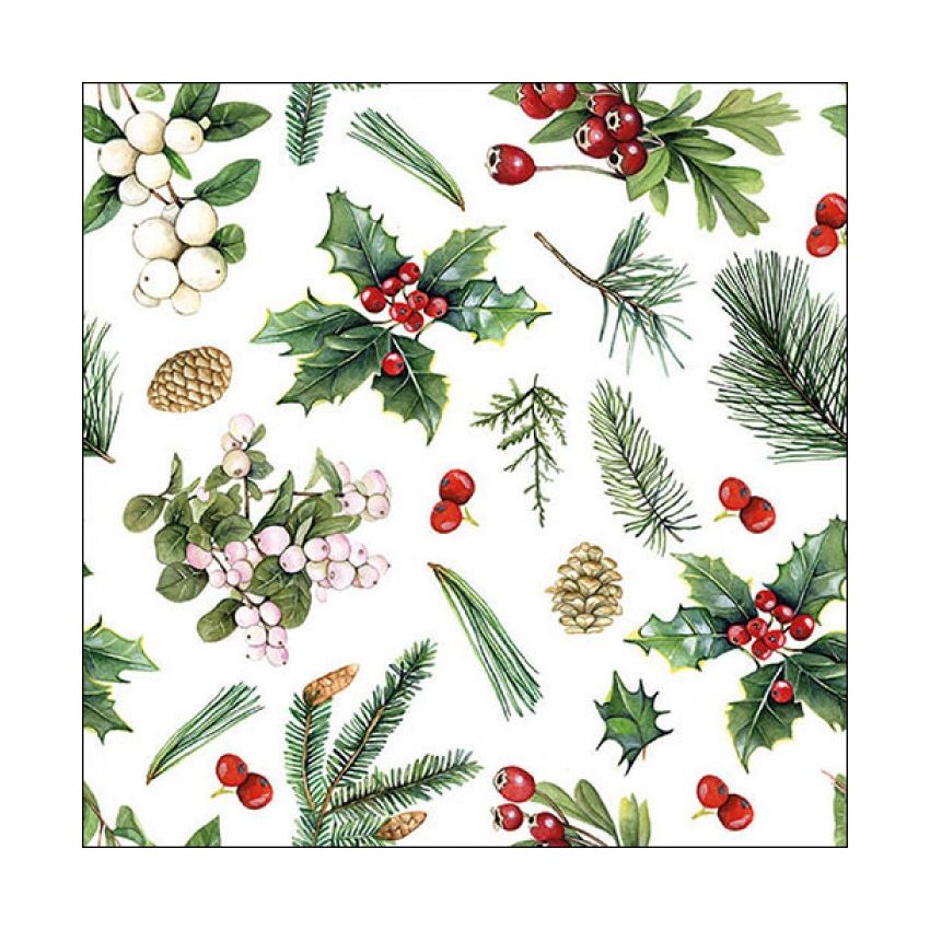 Guardanapo WINTER GREENERY WHITE 30x30cm