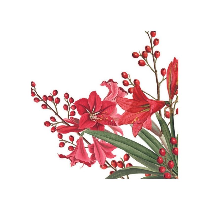 Guardanapo CHRISTMAS BOUQUET WHITE 30x30cm