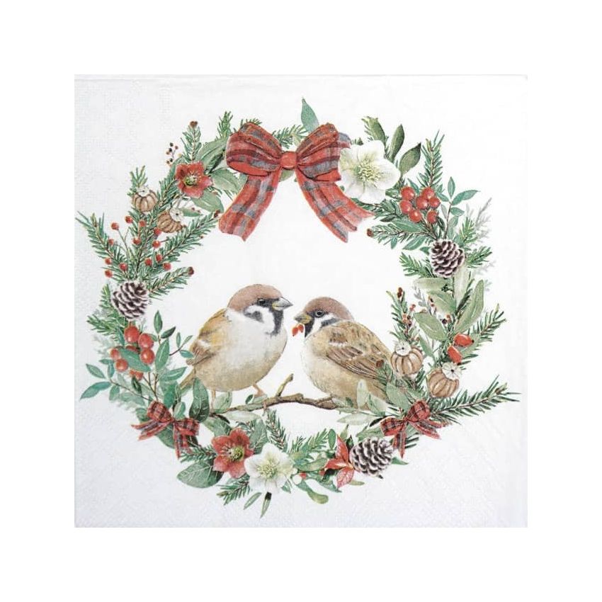 Guardanapo SPARROWS IN WREATH 30x30cm