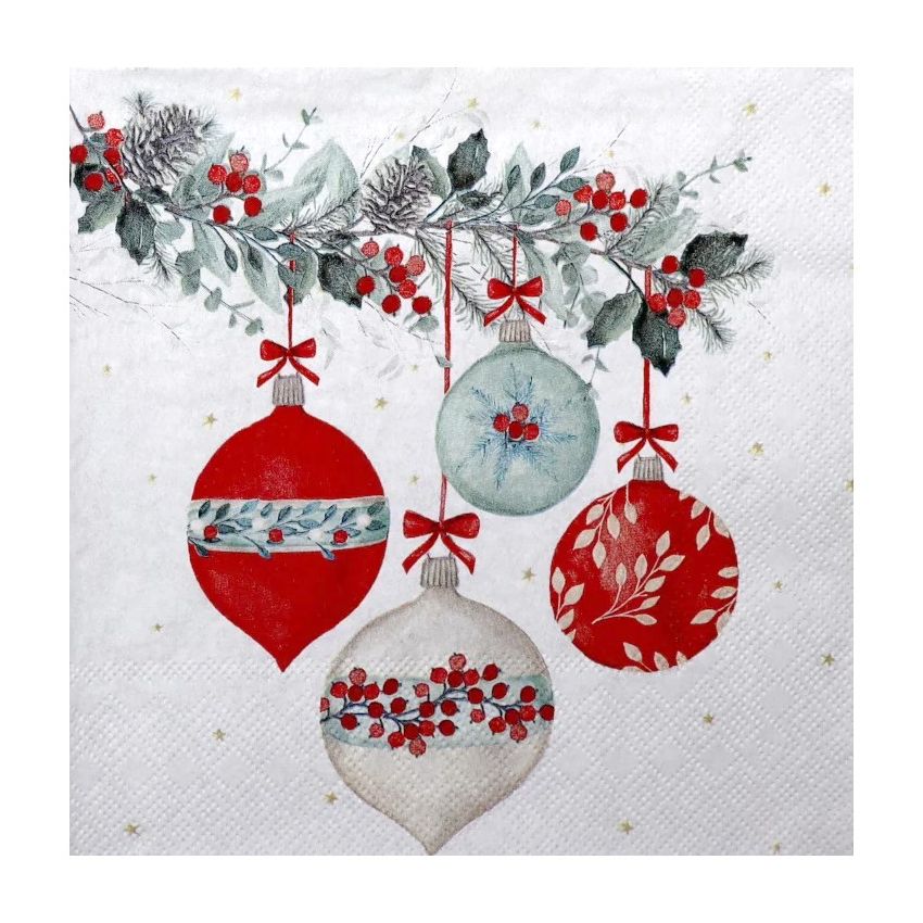 Guardanapo BERRY BAUBLES WHITE 30x30cm