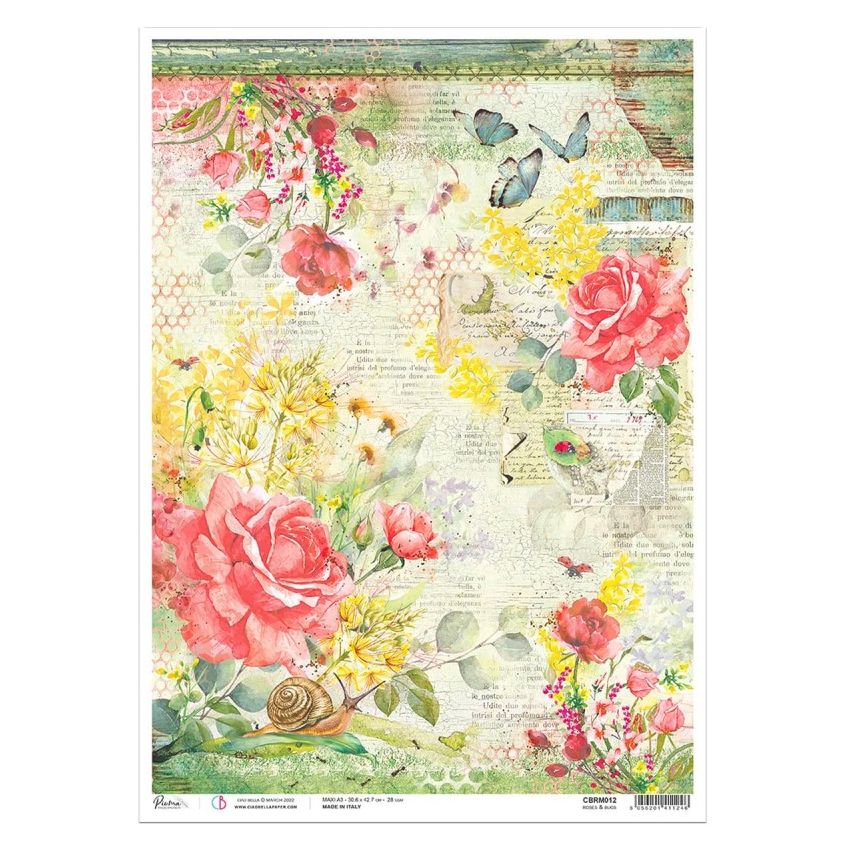Rice Paper A3 Roses & Bugs