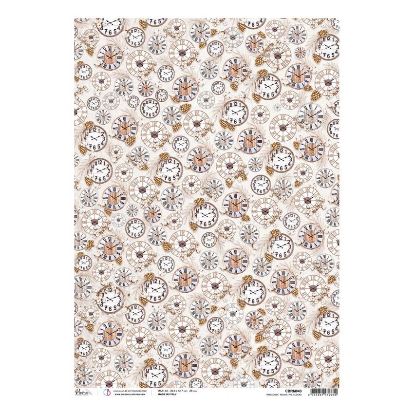Rice Paper A3 Piuma Pinecones' round the clocks
