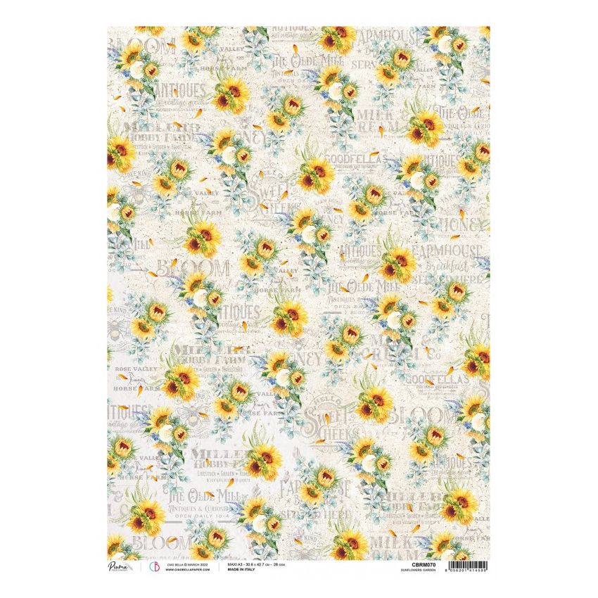 Rice Paper A3 Piuma Sunflowers garden