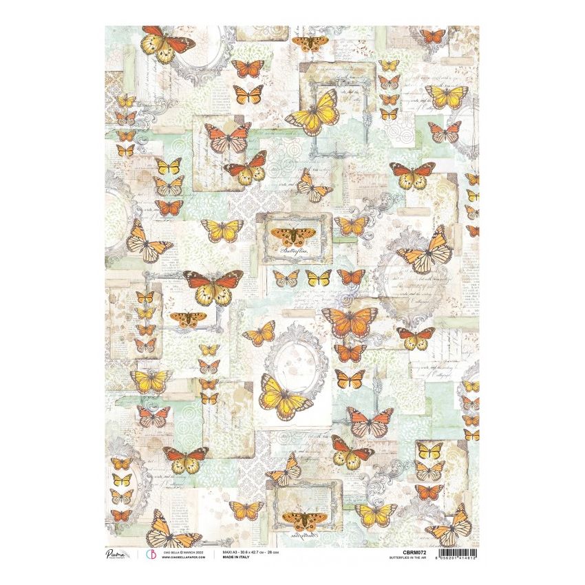 Rice Paper A3 Piuma Butterflies in the air