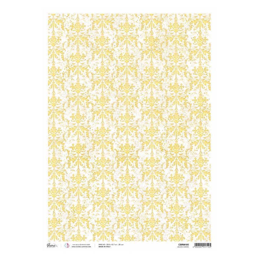 Rice Paper A3 Piuma Golden damask