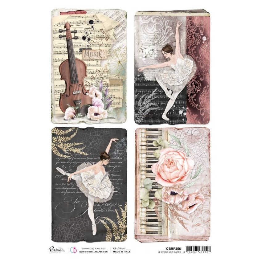 Rice Paper A4 Piuma Le Cygne Noir Cards
