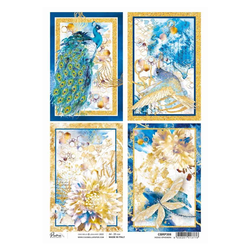 Rice Paper A4 Piuma Indigo Ephemera