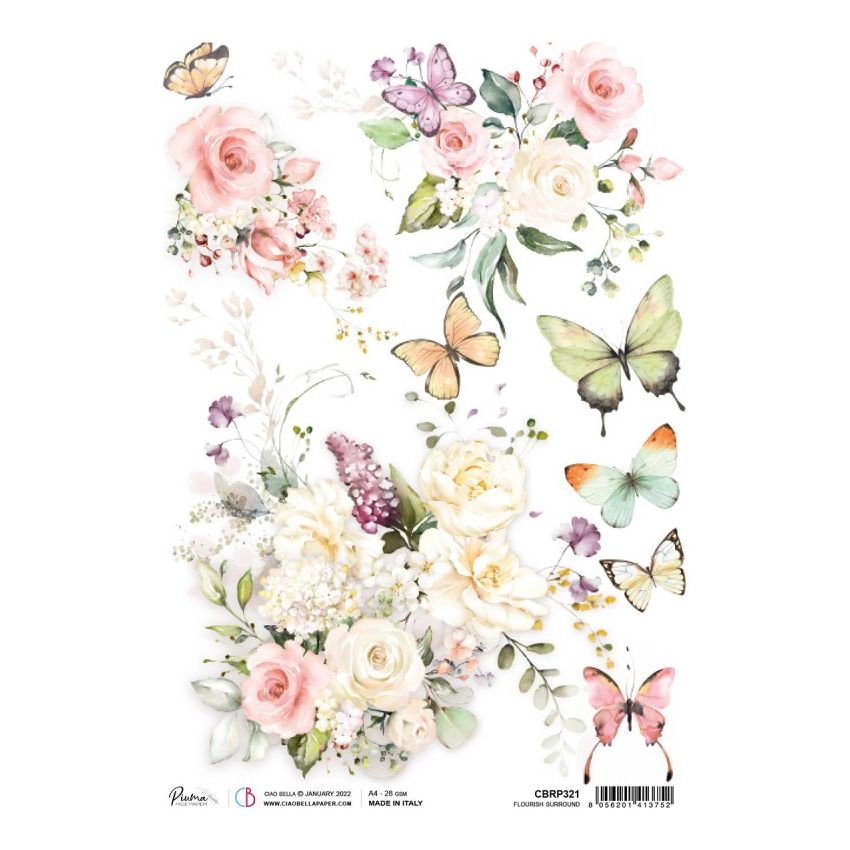 Rice Paper A4 Piuma Flourish surround