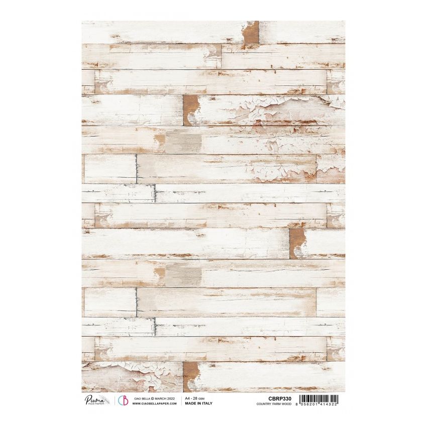 Rice Paper A4 Piuma Country farm wood