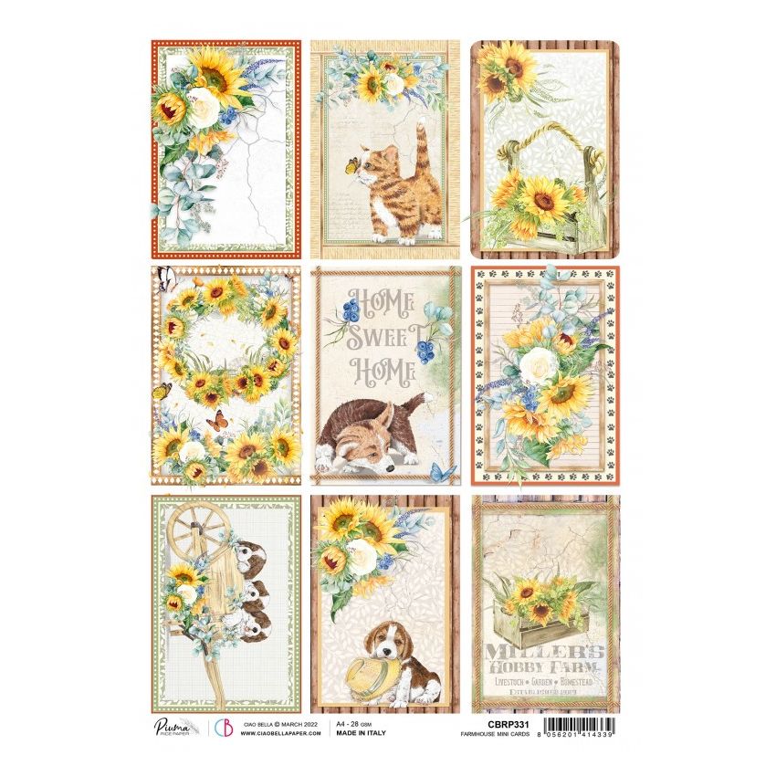 Rice Paper A4 Piuma Farmhouse mini cards
