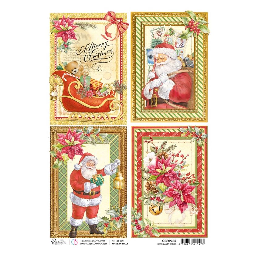 Rice Paper A4 Piuma Dear Santa cards