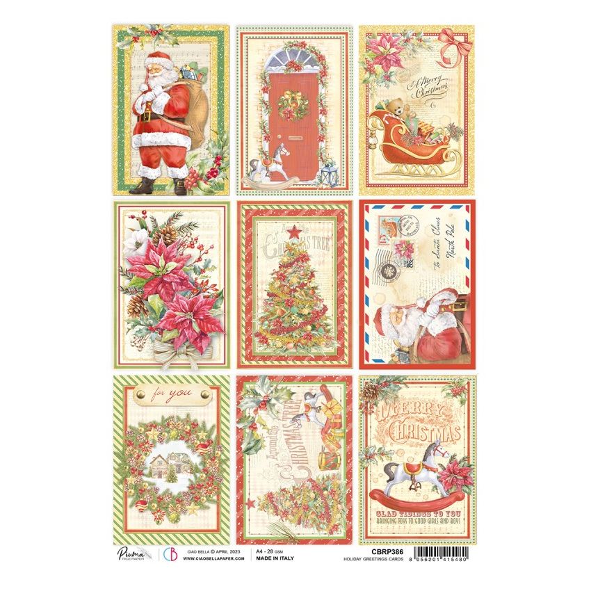 Rice Paper A4 Piuma Holiday greetings cards