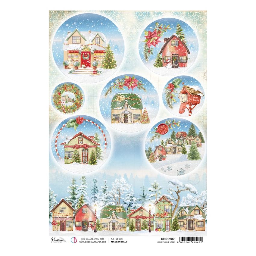 Rice Paper A4 Piuma Candy Cane Lane